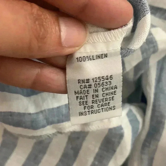 Habitat Relaxed Striped 100% Linen Langelook Button Down Shirt - Picture 7 of 7